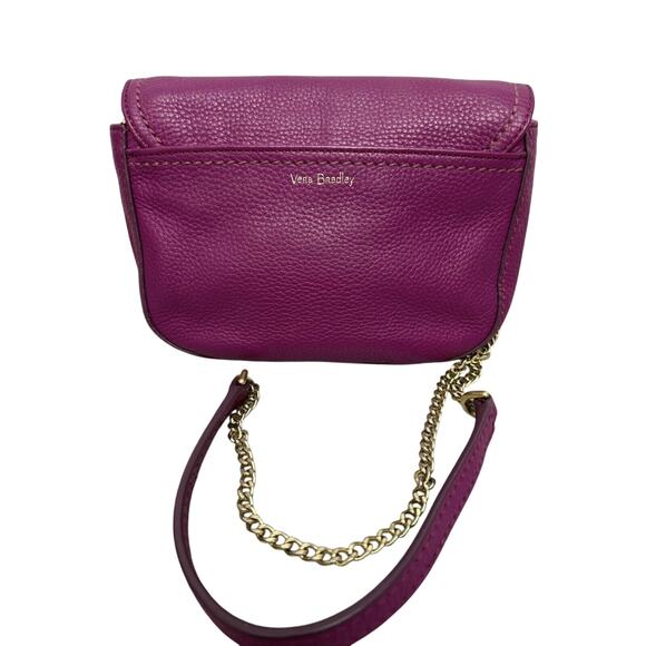 Vera Bradley Carson Deep Pink Pebbled Leather Mini Crossbody Saddlebag - Picture 2 of 11